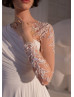 Beaded Ivory Lace Chiffon Slit Airy Wedding Dress